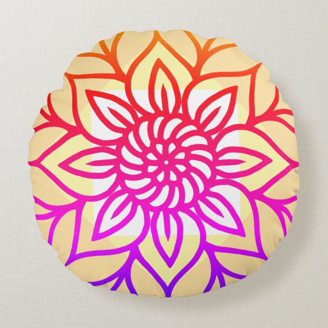 Coussins Ronds Lumière Mandala (Devant)