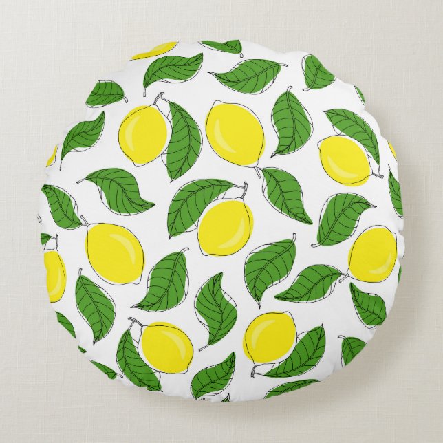 Coussins Ronds Lumineux citrons vert Feuille Motif (Devant)