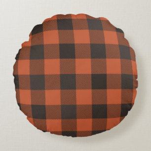 Coussins Ronds Lumineux Orange Et Noir Plaid
