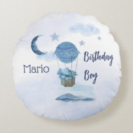 Coussins Ronds Lune bleue petit éléphant garçon d'anniversaire