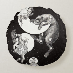 Coussins Ronds Lune céleste ciel Univers Dieu Nuit Illustration