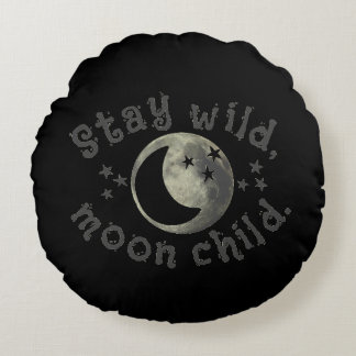 Coussins Ronds Lune Enfant rester sauvage Citation Black Stars Cr