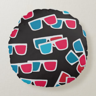 Coussins Ronds Lunettes de cinéma 3D : Motif sans couture
