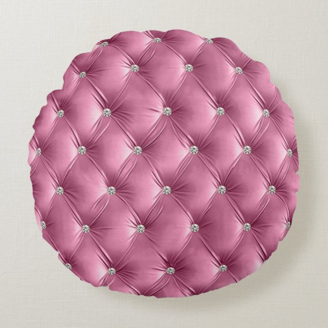 Coussins Ronds Luxe Glam Soft Rose Faux Velvet (Devant)