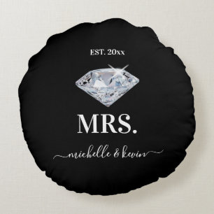 Coussins Ronds M. & Mme Mariage noir et blanc