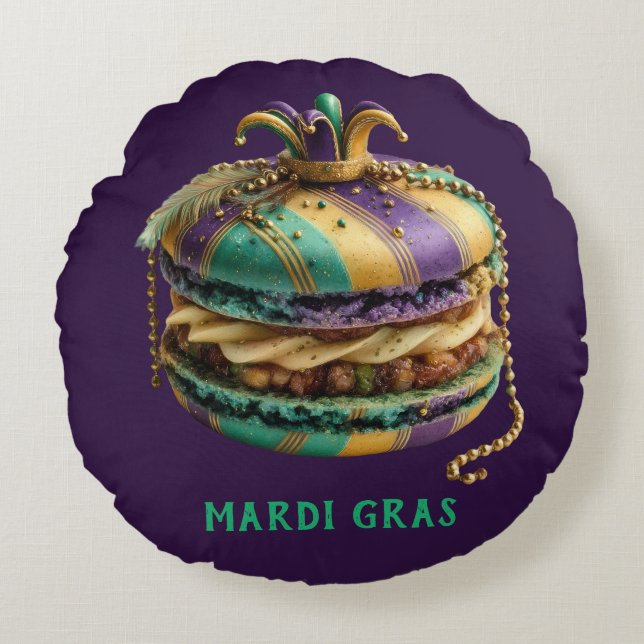 Coussins Ronds Macaron Royal Mardi Gras (Devant)