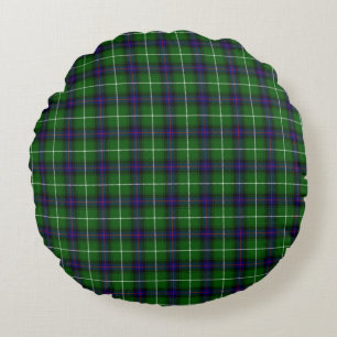 Coussins Ronds MacDonald tartan bleu vert plaid