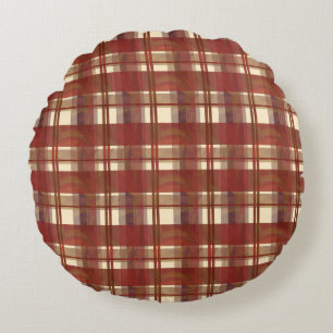 Coussins Ronds Madras Plaid Fall Red