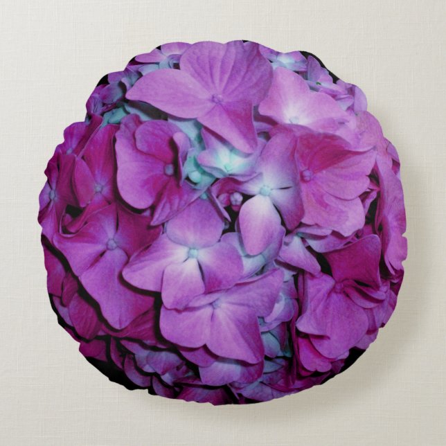 Coussins Ronds Magenta Hydrangea (Devant)