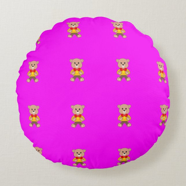 Coussins Ronds Magenta rose moderne nounours (Devant)