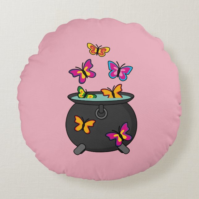 Coussins Ronds Magical Butterflies from a cauldron (Devant)