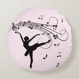 Coussins Ronds Magnifique ballerine dansant avec de la musique ro