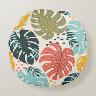 Coussins Ronds Magnifique Monstère Tropicale Feuilles