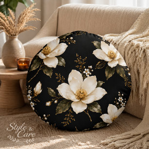 Coussins Ronds Magnolia Floral Luxueux Motif Sans Couture Artwork