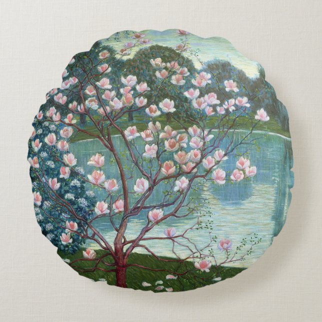 Coussins Ronds Magnolia (huile sur la toile) (Devant)