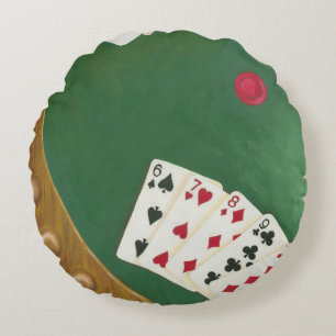 Coussins Ronds Main de Poker gagnante six à dix