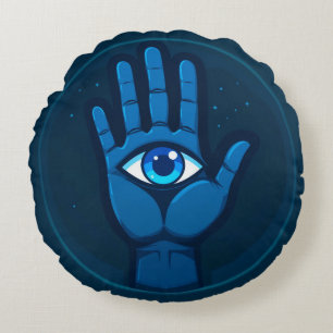 Coussins Ronds Main mystique avec symbole d'œil
