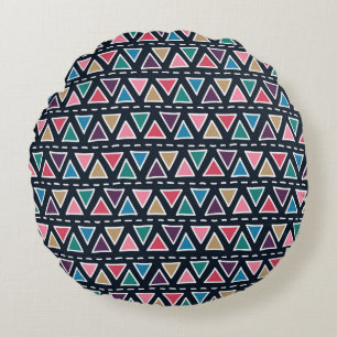 Coussins Ronds Main Tribale Tirée, Abstraite sans couture.