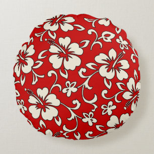 Coussins Ronds Malia Hibiscus Hawaii Pareau Imprimer