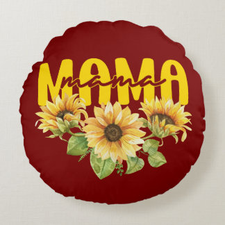 Coussins Ronds Mama Sunshine Sunflower - Design floral gai