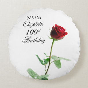 Coussins Ronds Maman 100e anniversaire Fleur de rose rouge person