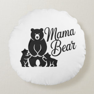 Coussins Ronds Maman Ourse avec Oursons Famille d'Ours Mignonne