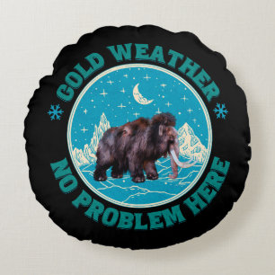 Coussins Ronds Mammouth d'hiver humour en temps froid