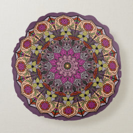 Coussins Ronds Mandala AutumnLaisses Mauve Brown
