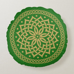 Coussins Ronds Mandala Fleur Celtique Or Intricte