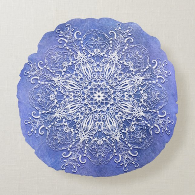 Coussins Ronds Mandala floral ethnique sur l'arrière - plan (Devant)