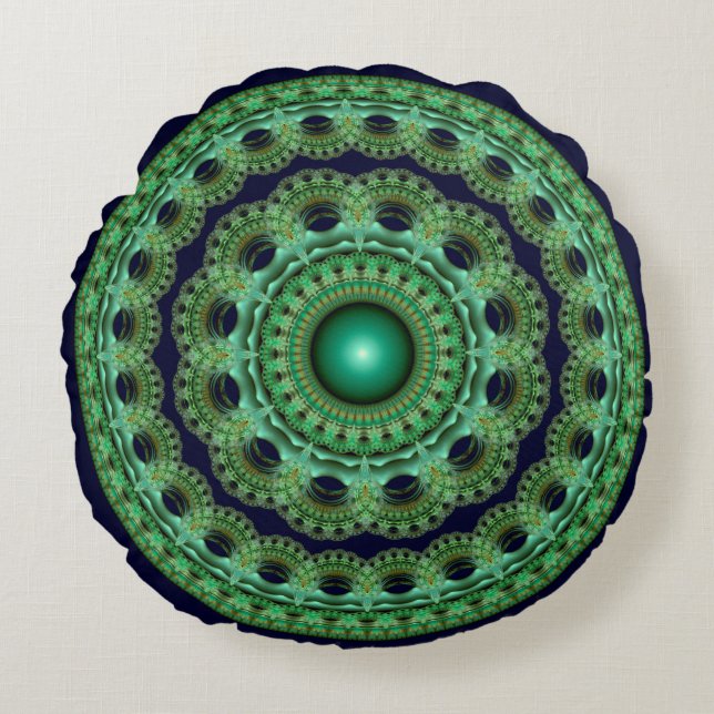 Coussins Ronds Mandala fractale ronde fée ornée (Devant)