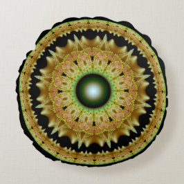 Coussins Ronds Mandala rond fractal doré