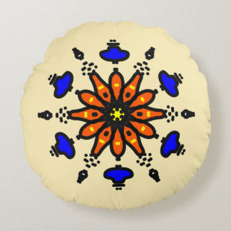Coussins Ronds Mandala Soleil Gras