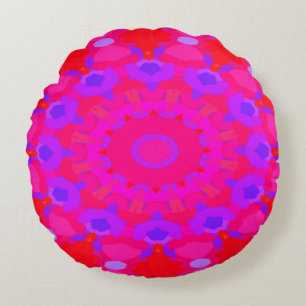 Coussins Ronds Mandala violet, rose et orange