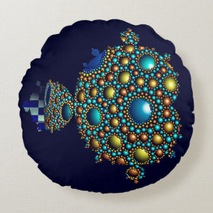 Coussins Ronds Mandelbrot Fractal Apollonian Sphere Blue Gold