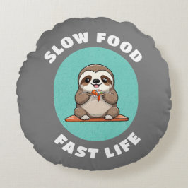 Coussins Ronds Mange mignonne Kawaii Sloth Grey