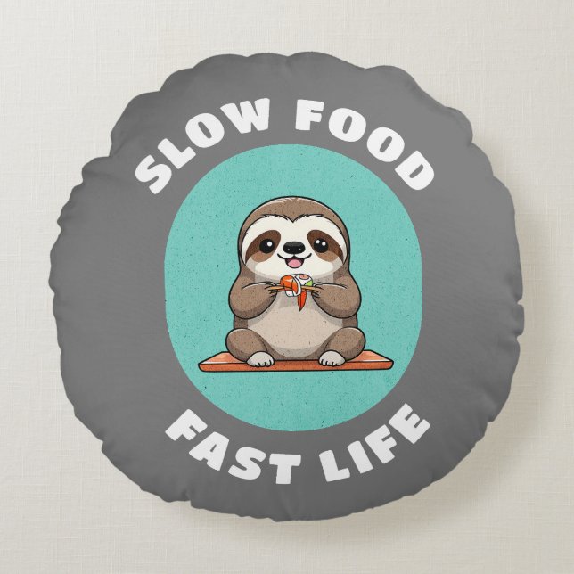 Coussins Ronds Mange mignonne Kawaii Sloth Grey (Devant)
