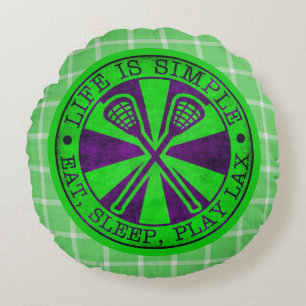 Coussins Ronds Mangez, Dormez, Jouez À Lacrosse Cushion