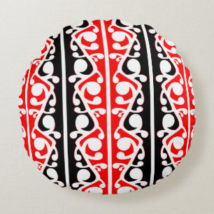 Coussins Ronds Maori Kowhaiwhai Motif traditionnel