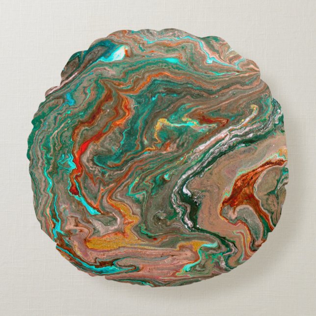 Coussins Ronds Marble abstract acrylic background. Marbling artwo (Devant)