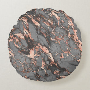 Coussins Ronds Marbre rose gris or design moderne