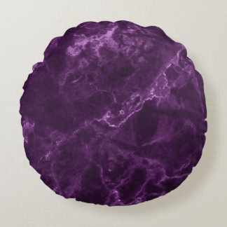 Coussins Ronds Marbre violet foncé : texture luxueuse.