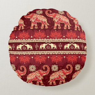 Coussins Ronds Marche des éléphants : Jouer Motif sans couture.