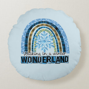 Coussins Ronds Marcher dans une Wonderland d'hiver   Blue Rainbow