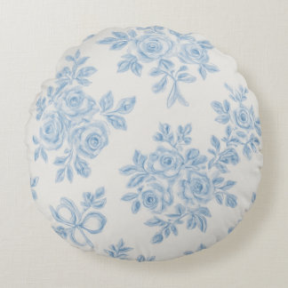 Coussins Ronds Marcie and Lour Blue Floral