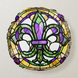 Coussins Ronds Mardi Gras Fleur De Lis