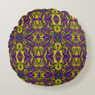 Coussins Ronds Mardi Gras Kaleidoscope