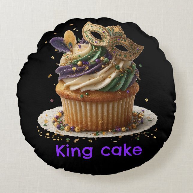 Coussins Ronds Mardi Gras Masked Cupcake Celebration (Devant)