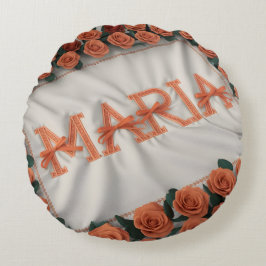 Coussins Ronds Maria personnalisée avec Rose orange