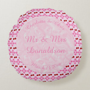Coussins Ronds Mariage rose Printemps Cerisiers en fleurs et ceri